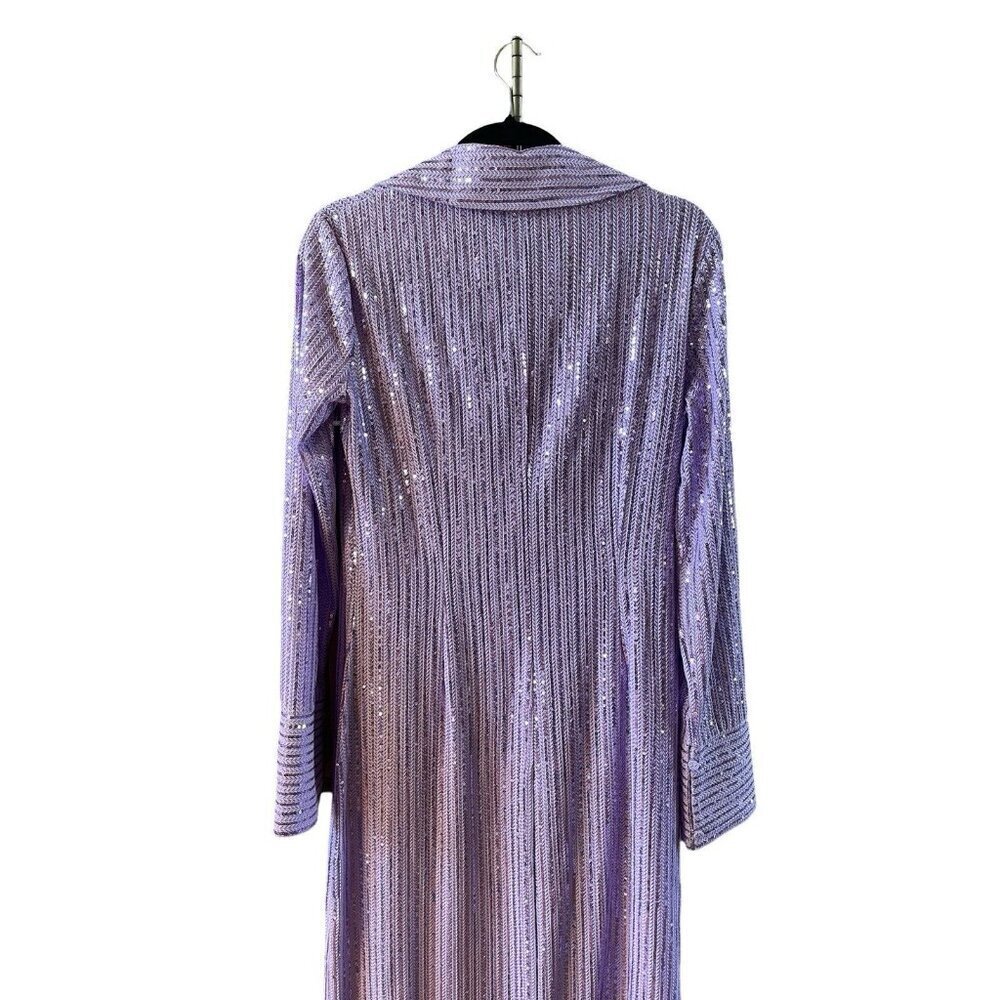 New Stine Goya Sonja Sequin Long Sleeve Button-Up Midi Shirtdress Size M - Picture 9 of 16